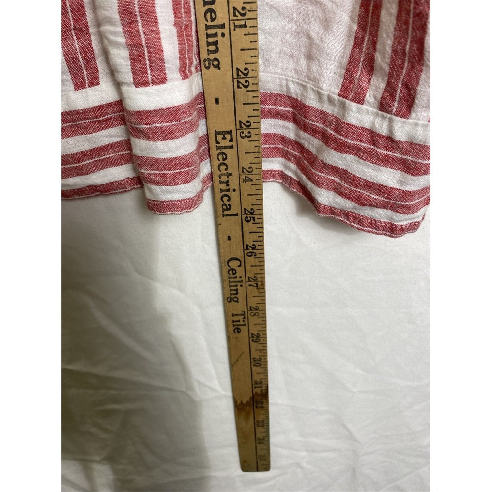 Old Navy White and Red Striped Button Down Peasant Top - Picture 7 of 7
